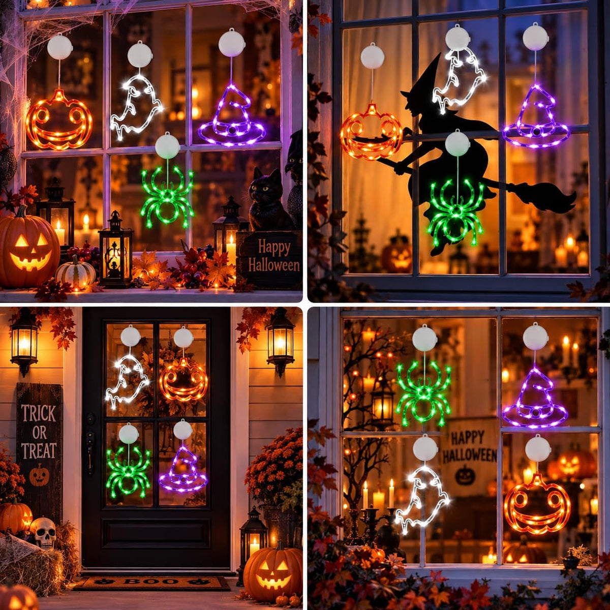 4-Pack Halloween Window Lights with Auto Timer