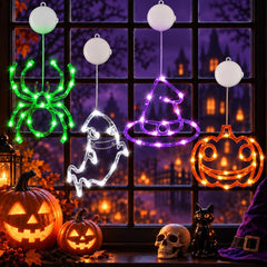 4-Pack Halloween Window Lights with Auto Timer