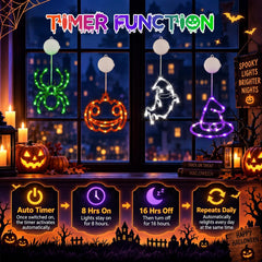 4-Pack Halloween Window Lights with Auto Timer