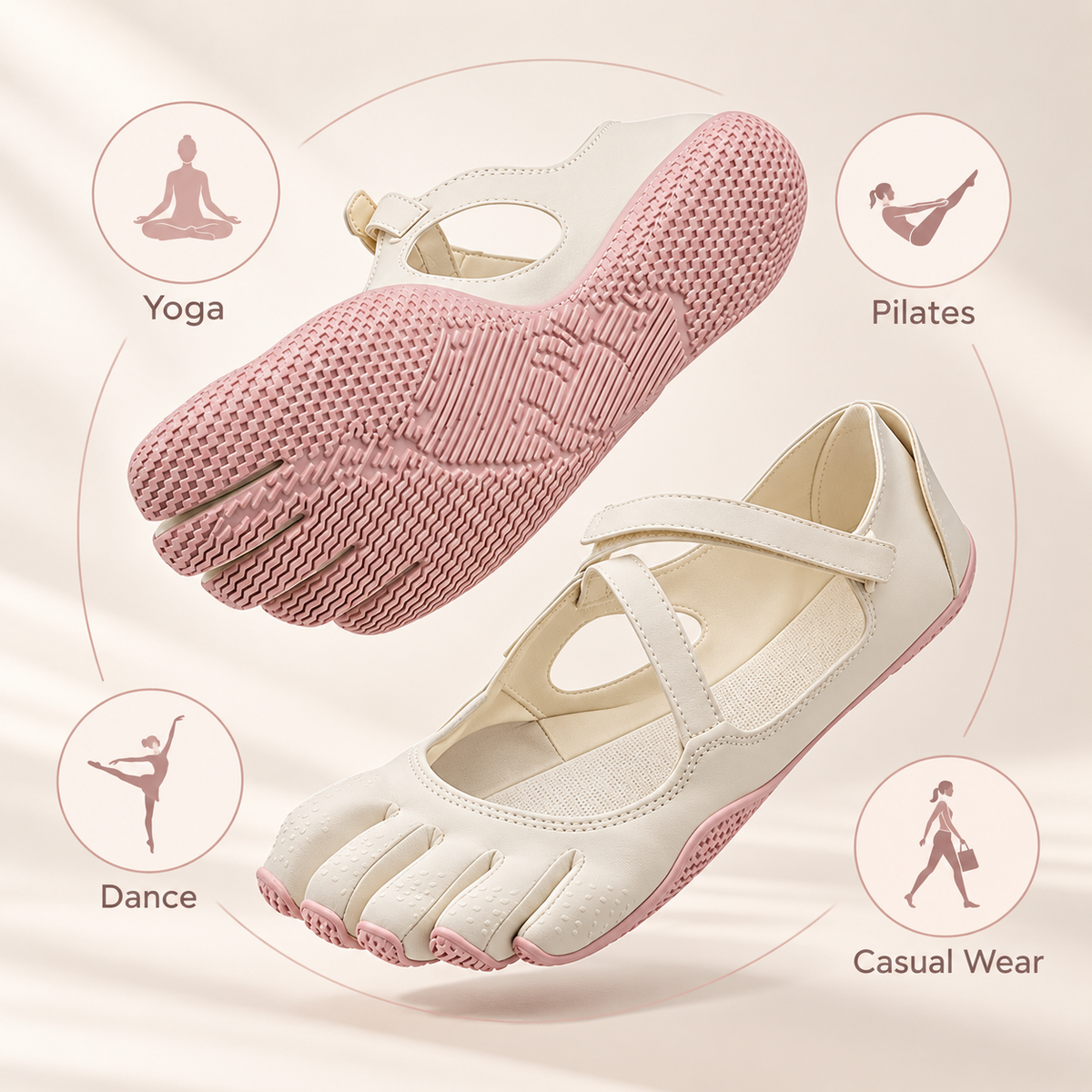 Five-toe barefoot flats for yoga pilates dance and casual wear