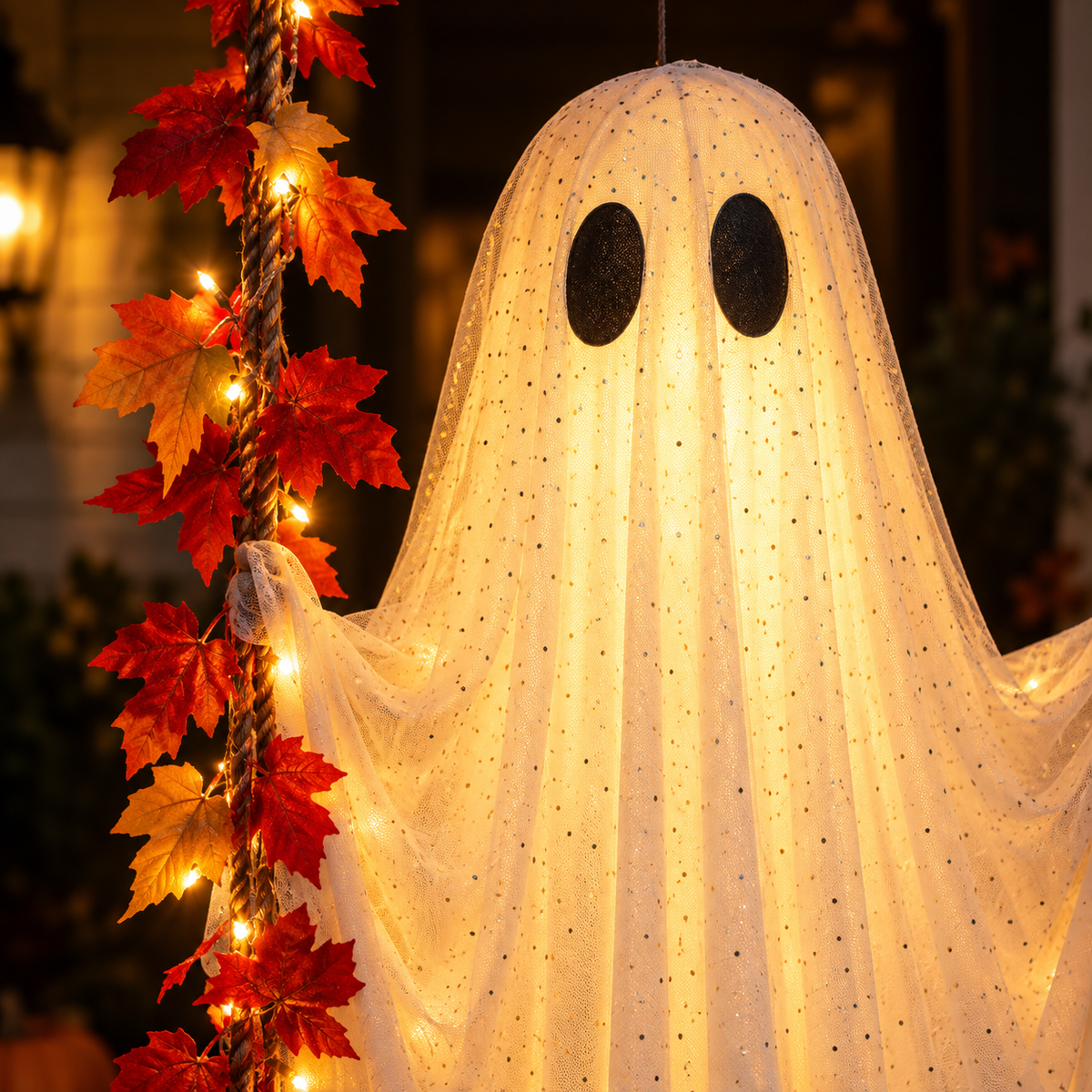 👻 Lighted Hanging Swing Ghost – Spooky Halloween Decor for Porch, Yard & Trees 🎃