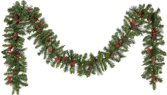 9ft Pre-Lit Crestwood Spruce Christmas Garland