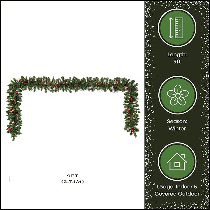 9ft Pre-Lit Crestwood Spruce Christmas Garland