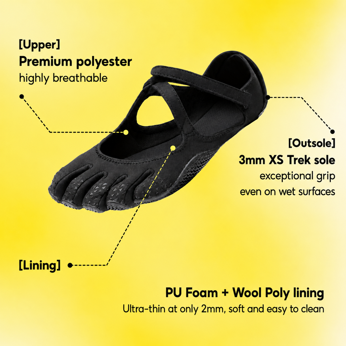 Classic FiveFingers Ballet Flats, Split Toe Design,Breathable Barefoot Comfort