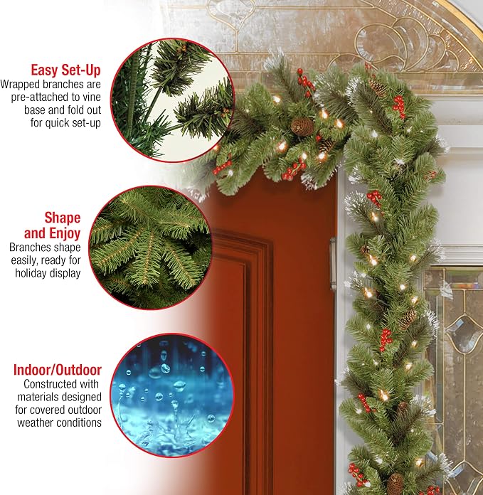 9ft Pre-Lit Crestwood Spruce Christmas Garland
