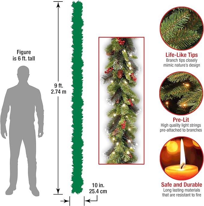 9ft Pre-Lit Crestwood Spruce Christmas Garland